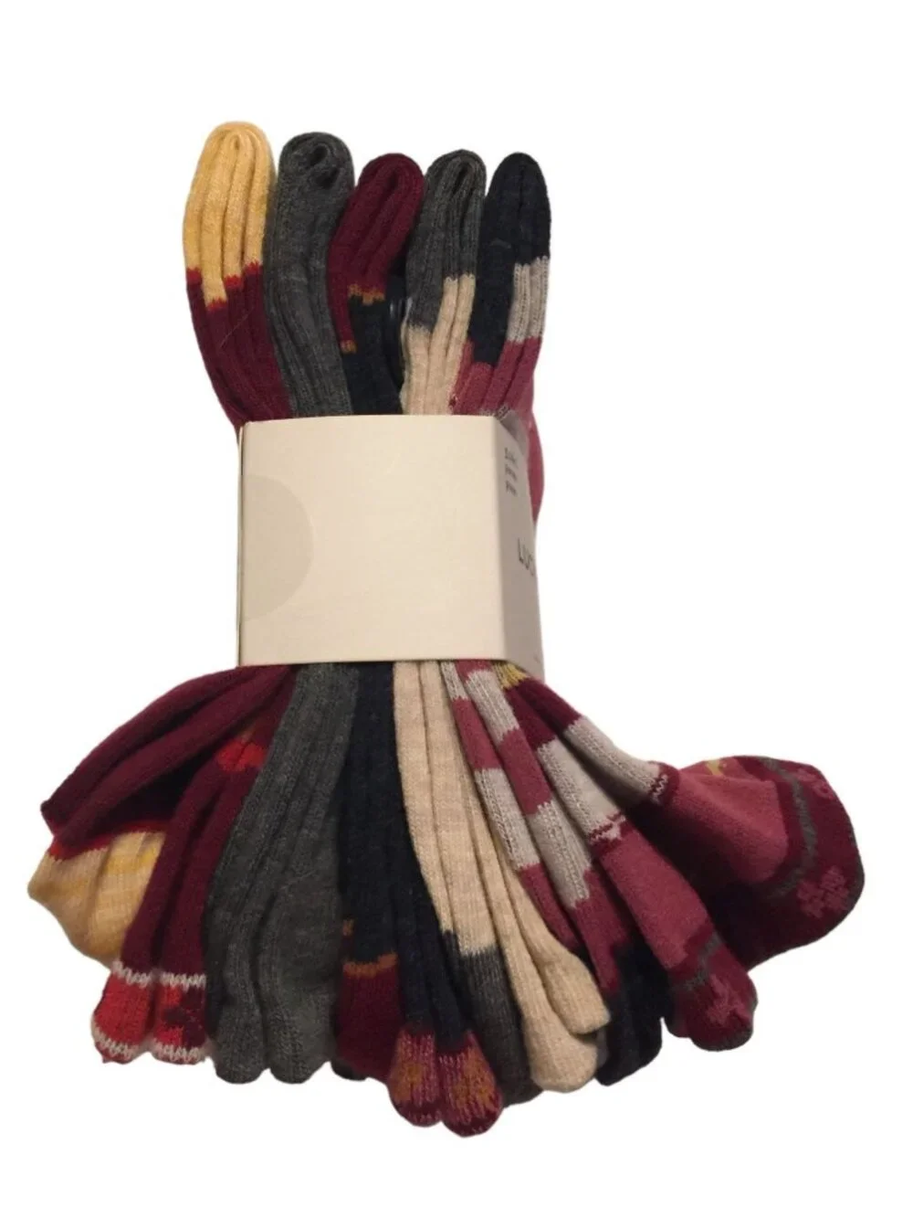 Lucky Brand Ladies Crew Socks Size 4-10 Plum Navy Taupe Gray 5 Pairs